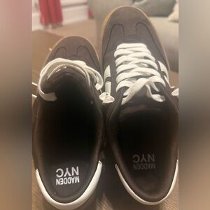 Madden NYC Suede Low Top Platform Brown and White Sneakers